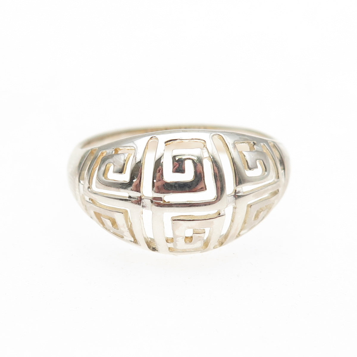 RJ GRAZIANO 925 Sterling Silver Greek Maze Dome Ring Size 10.25