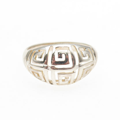 RJ GRAZIANO 925 Sterling Silver Greek Maze Dome Ring Size 10.25