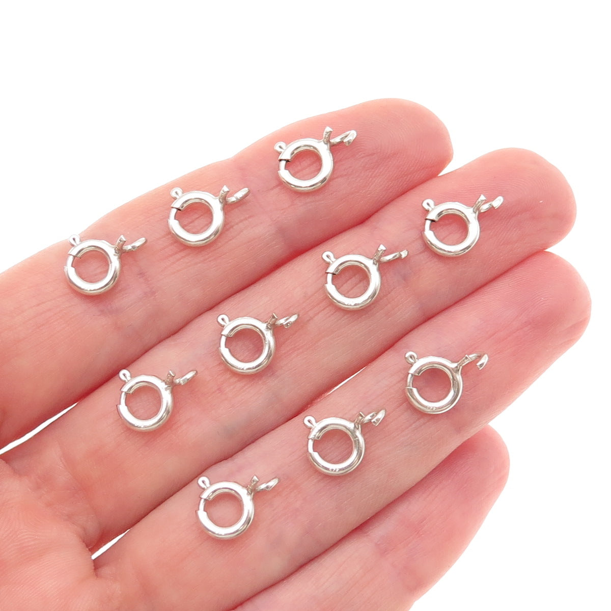 925 Sterling Silver Vintage SET of 10 Spring Ring Lock Clasps