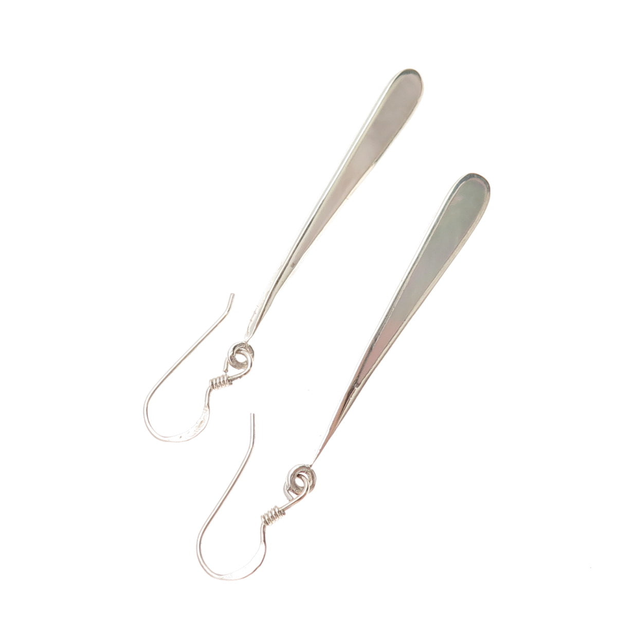 925 Sterling Silver Vintage Real MOP Teardrop Dangle Earrings