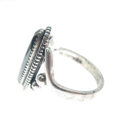 WHEELER MFG CO 925 Sterling Silver Vintage Hematite Gem Twisted Ring Size 6.5