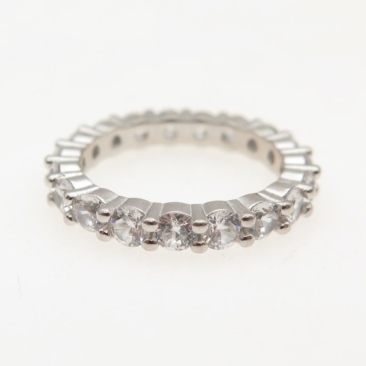 925 Sterling Silver Round-Cut C Z Eternity Band Ring Size 5