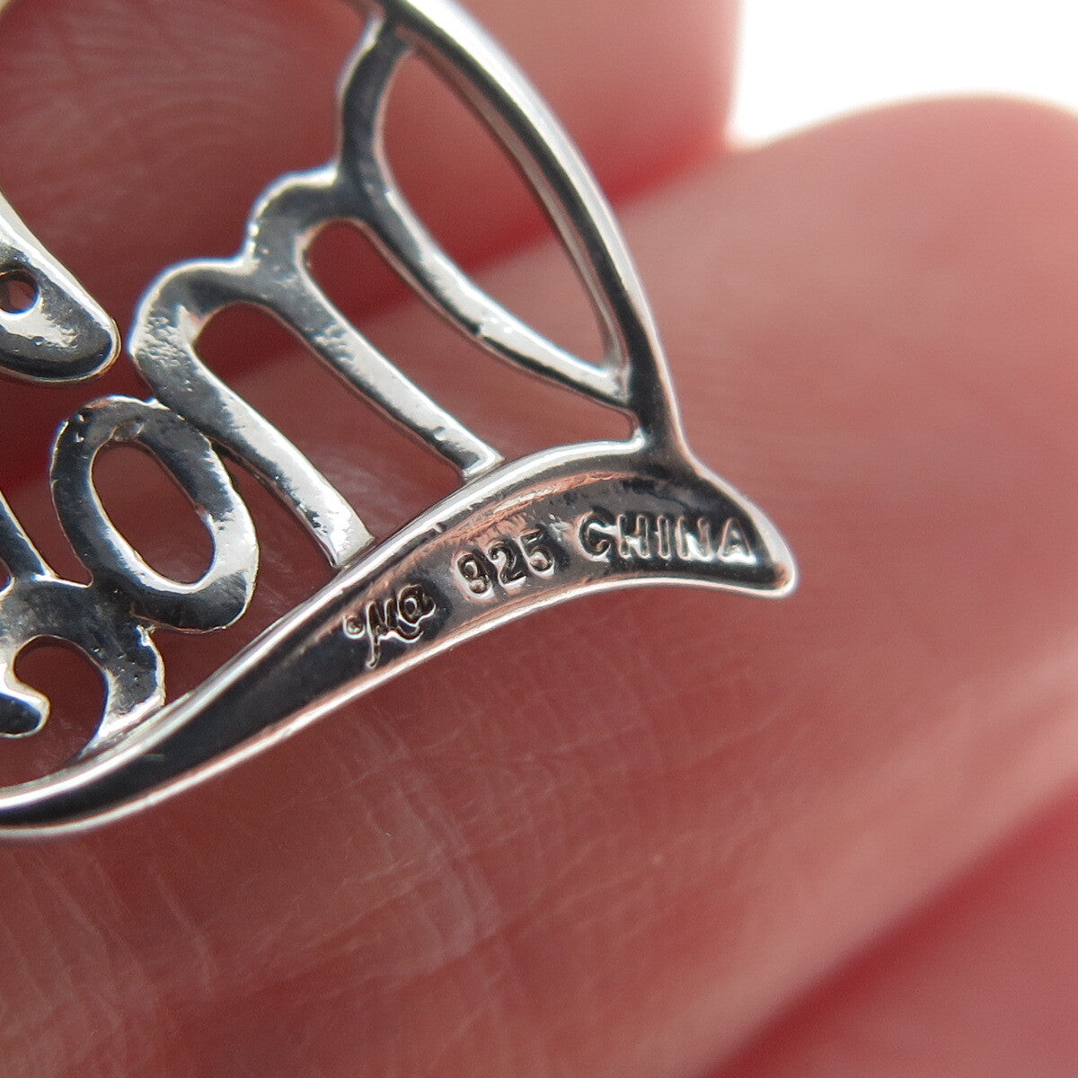 MICHAEL ANTHONY 925 Sterling Silver Real Diamond Accent "Mom" Open Heart Pendant