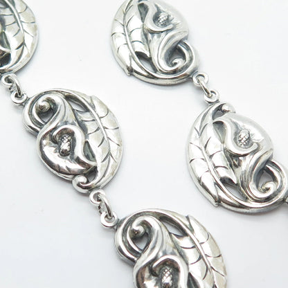 925 Sterling Silver Vintage Danecraft Leaf Ornate Necklace 14"