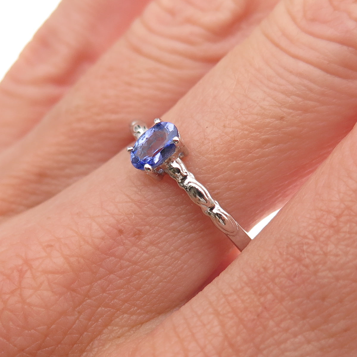 Chuck Clemency 925 Sterling Silver Real Oval-Cut Tanzanite Ring Size 8