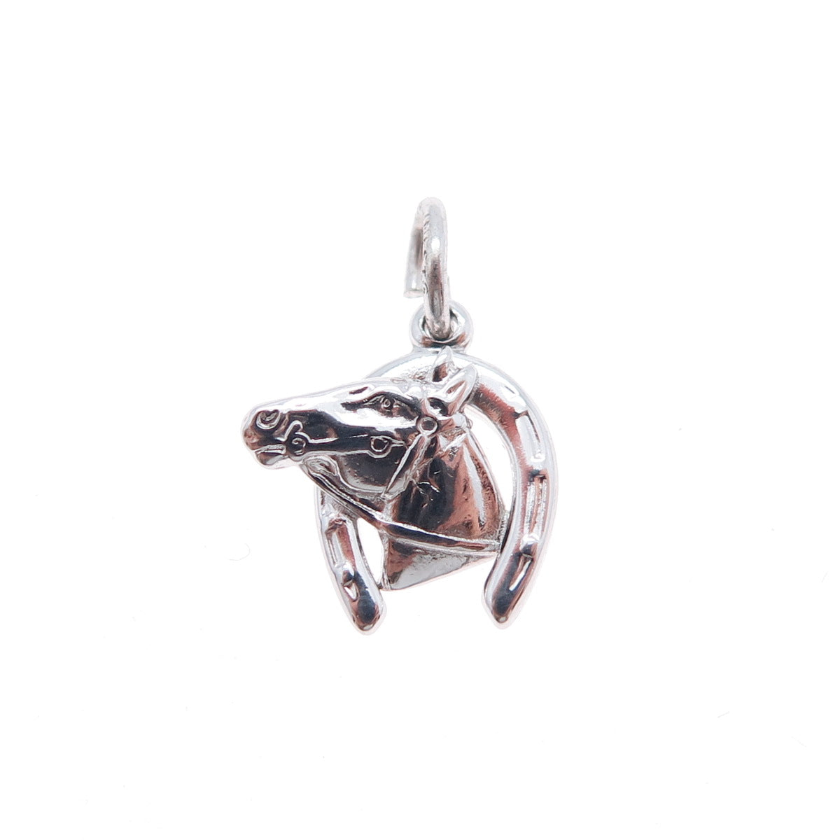 J.M. FISHER 925 Sterling Silver Vintage Horse Shoe Club Mini Charm Pendant