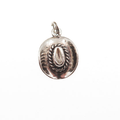 Carolyn Pollack 925 Sterling Silver Vintage Cowboy Hat 3D Mini Charm Pendant