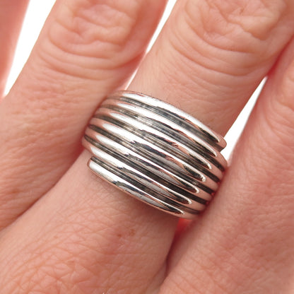 Ross Simons 925 Sterling Silver Vintage Modernist Oxidized Ring Size 8