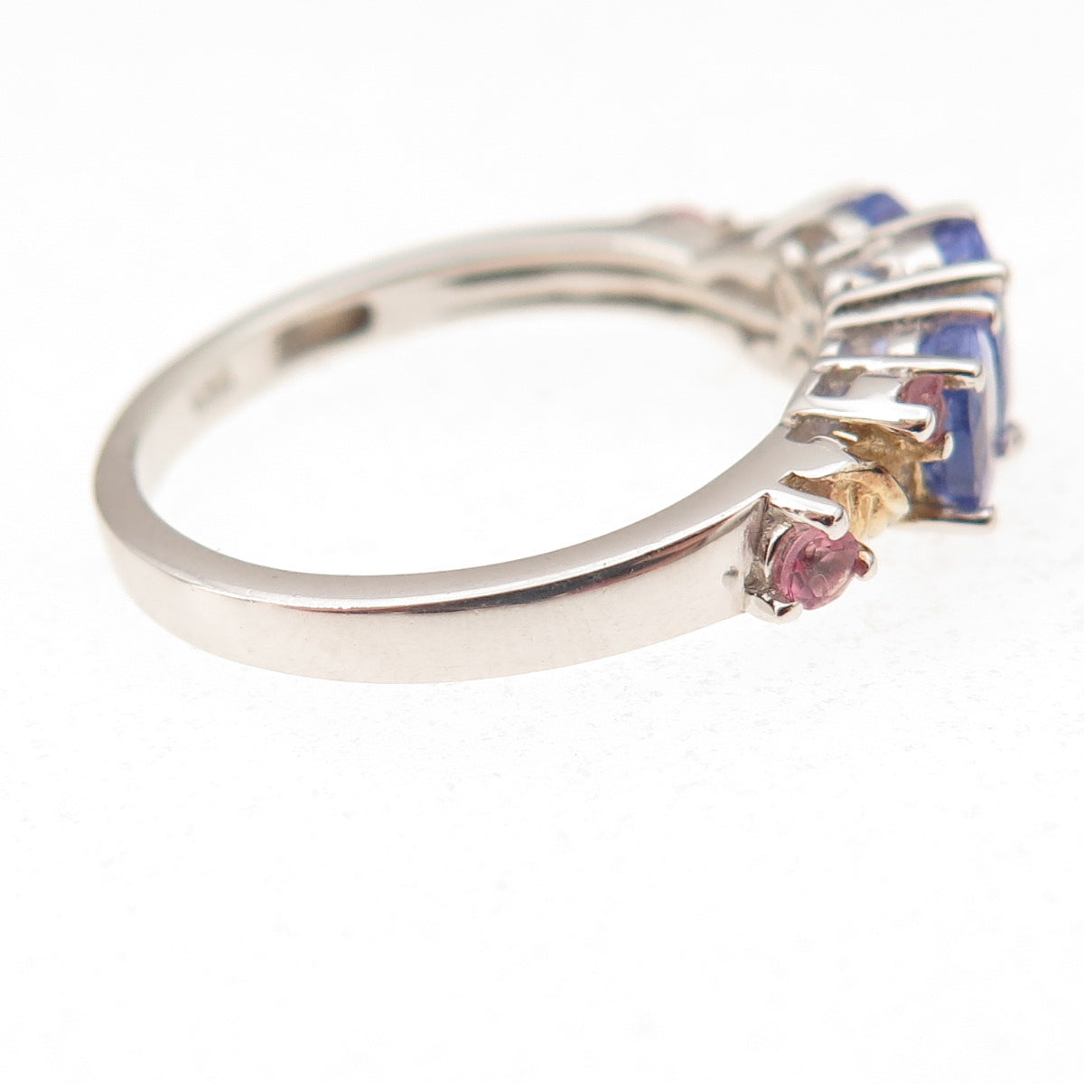 Chuck Clemency 925 Sterling Silver 2-Tone Real Tanzanite Amethyst Ring Size 8.25