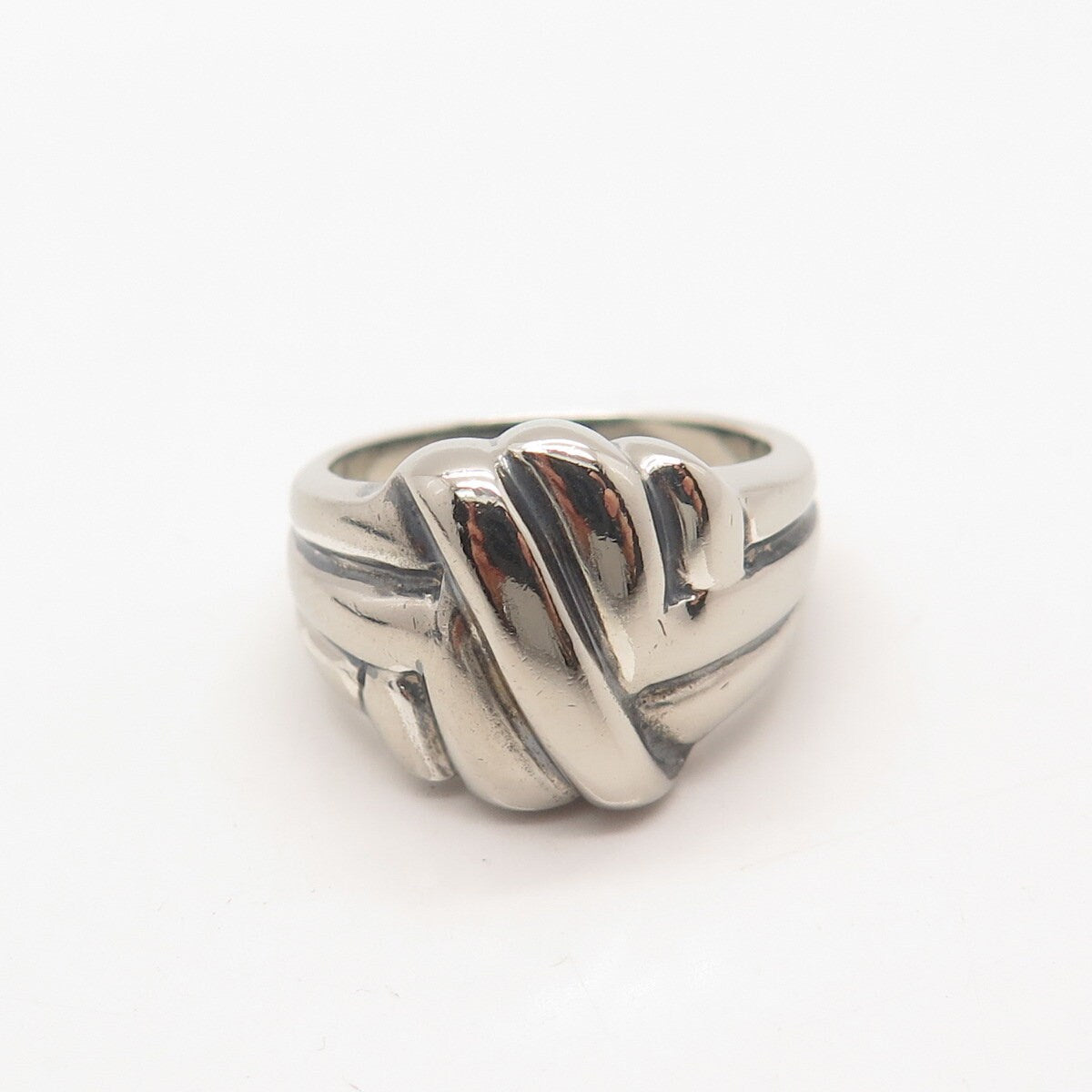925 Sterling Silver Vintage Ribbed Knot Ring Size 6.25