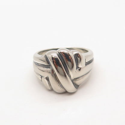 925 Sterling Silver Vintage Ribbed Knot Ring Size 6.25