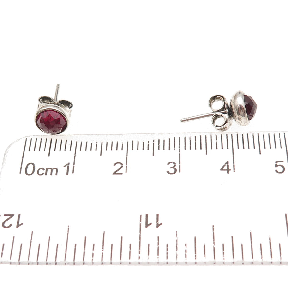 Pandora 925 Sterling Silver Red Crystal January Birthstone Stud Earrings