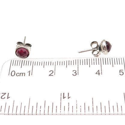 Pandora 925 Sterling Silver Red Crystal January Birthstone Stud Earrings