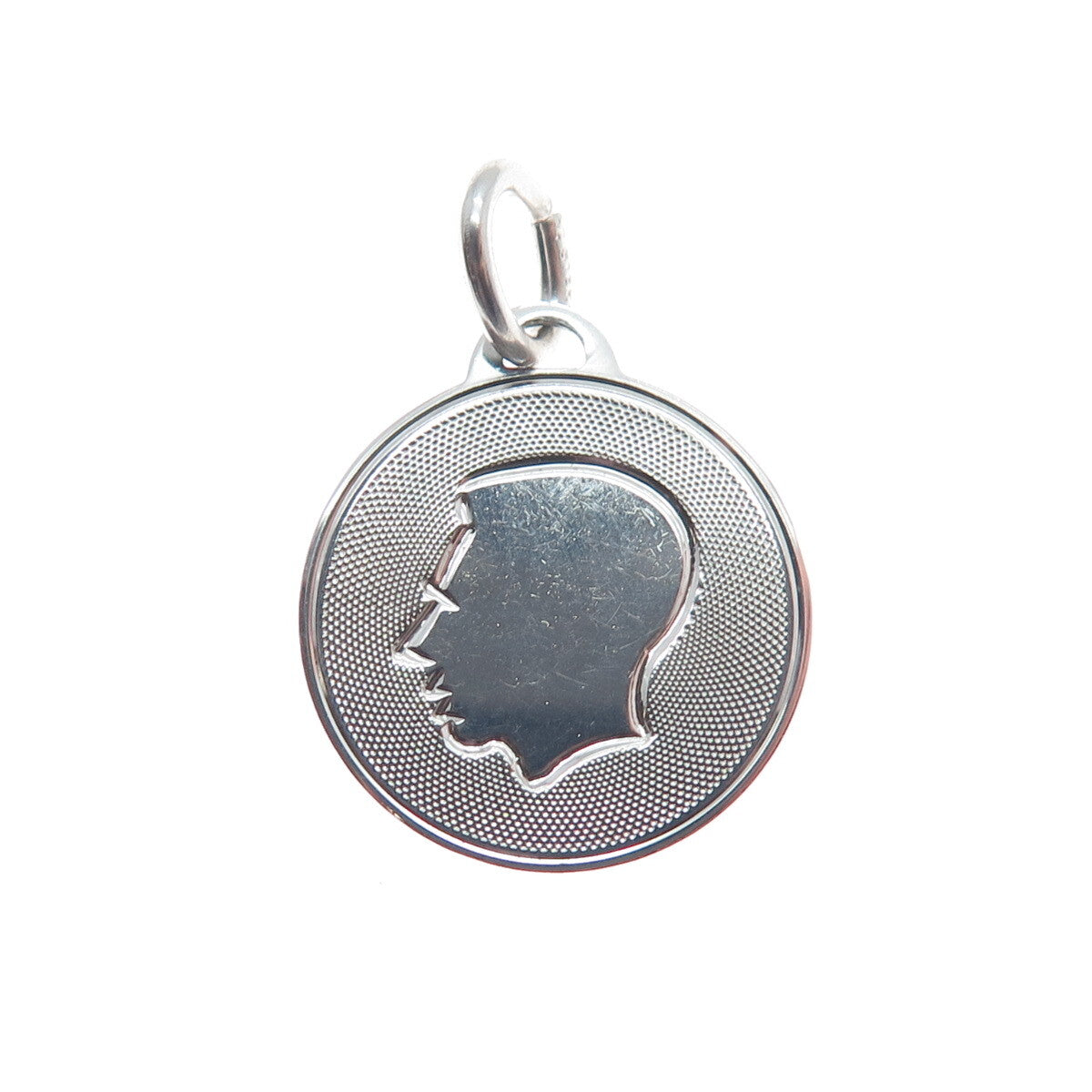 A & Z 925 Sterling Silver Vintage Boy's Face Profile Minimalist Charm Pendant