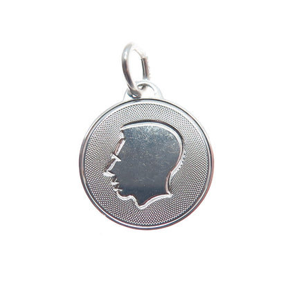 A & Z 925 Sterling Silver Vintage Boy's Face Profile Minimalist Charm Pendant
