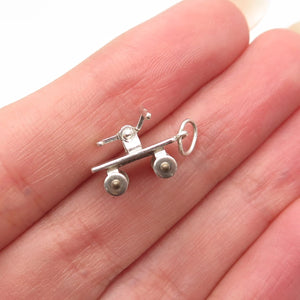 925 Sterling Silver Vintage Hand Trolley Movable Charm Pendant