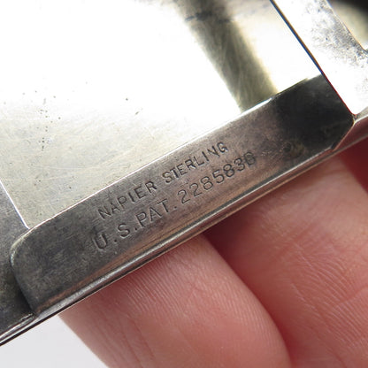 NAPIER 925 Sterling Silver Antique Engraved Vesta Match Case Holder PAT. 2285836