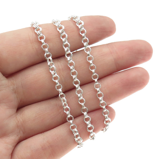 925 Sterling Silver Italy Double Rolo Chain Necklace 16"