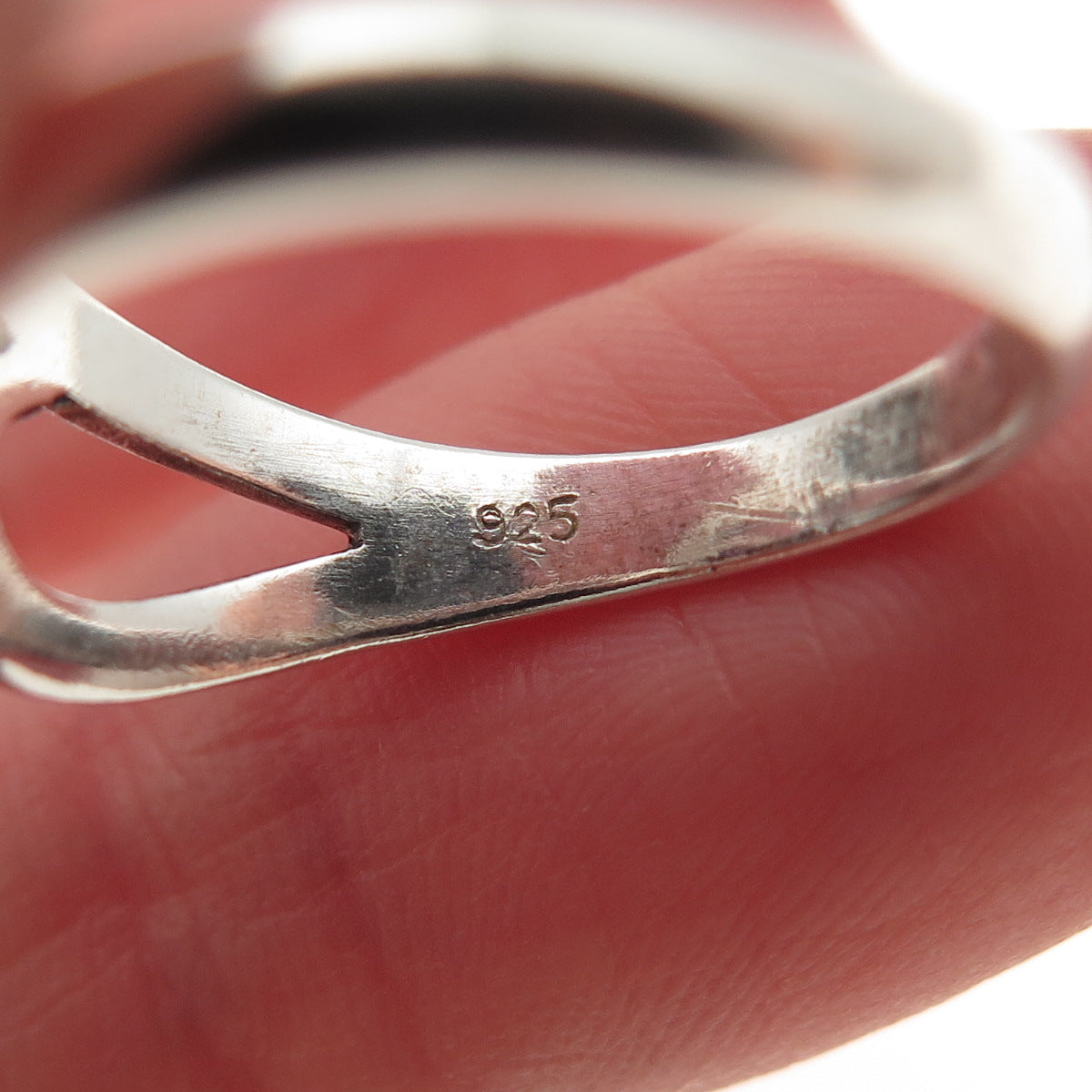 925 Sterling Silver Vintage Real Amethyst Modernist Swirl Ring Size 6.75