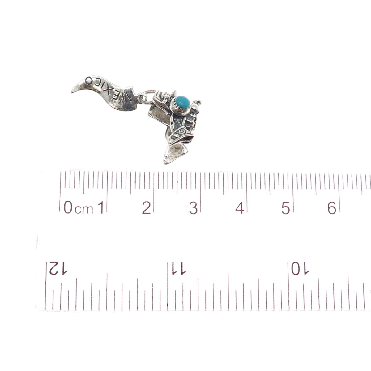 PACIFIC JEWELRY Old Pawn 925 Sterling Turquoise Mexico Horse Saddle Mini Pendant