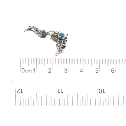 PACIFIC JEWELRY Old Pawn 925 Sterling Turquoise Mexico Horse Saddle Mini Pendant