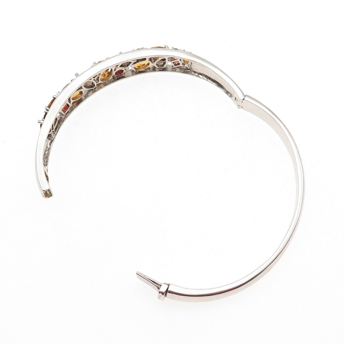 ALWAND VAHAN 925 Sterling Vintage Real Garnet Citrine Quartz Bangle Bracelet 7"
