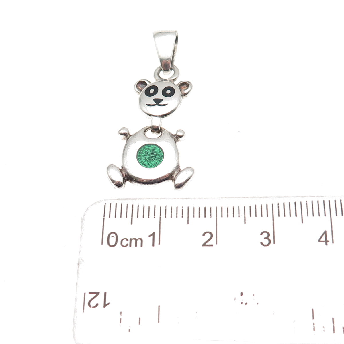 925 Sterling Silver Vintage Enamel Panda Dangle Charm Pendant