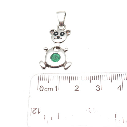 925 Sterling Silver Vintage Enamel Panda Dangle Charm Pendant