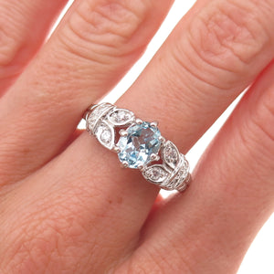 RJ Graziano 925 Sterling Silver Real Blue Topaz & C Z Ring Size 8