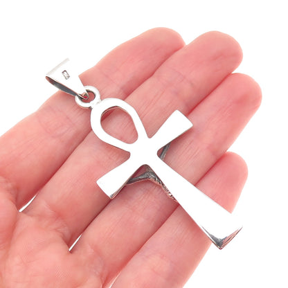 925 Sterling Silver Vintage Egyptian Ankh Crucifix Cross Charm Pendant