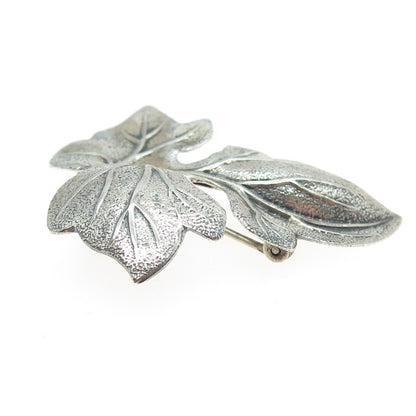 BEAU 925 Sterling Silver Vintage Leaf Pin Brooch