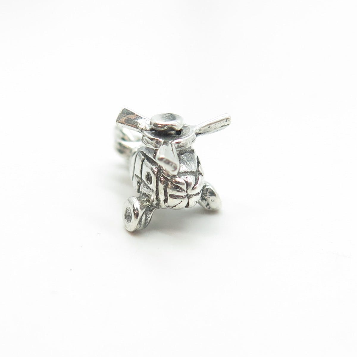 925 Sterling Silver Vintage Helicopter Movable Charm Pendant