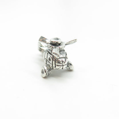 925 Sterling Silver Vintage Helicopter Movable Charm Pendant