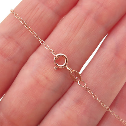 925 Sterling Silver Rose Gold Plated Real Diamond Cable Chain Necklace 18"