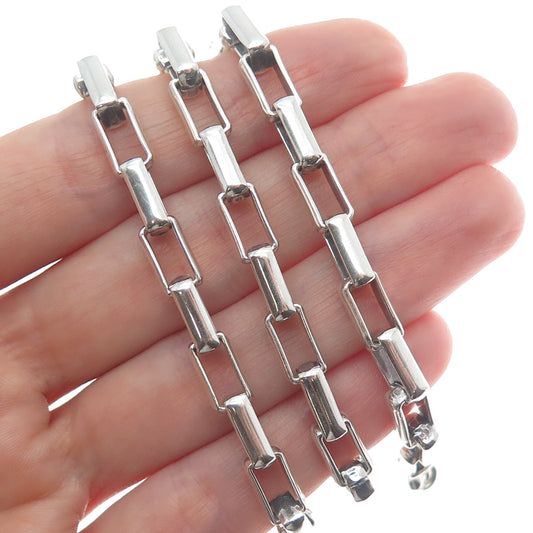925 Sterling Silver Vintage Italy Open Box Chain Necklace 18"