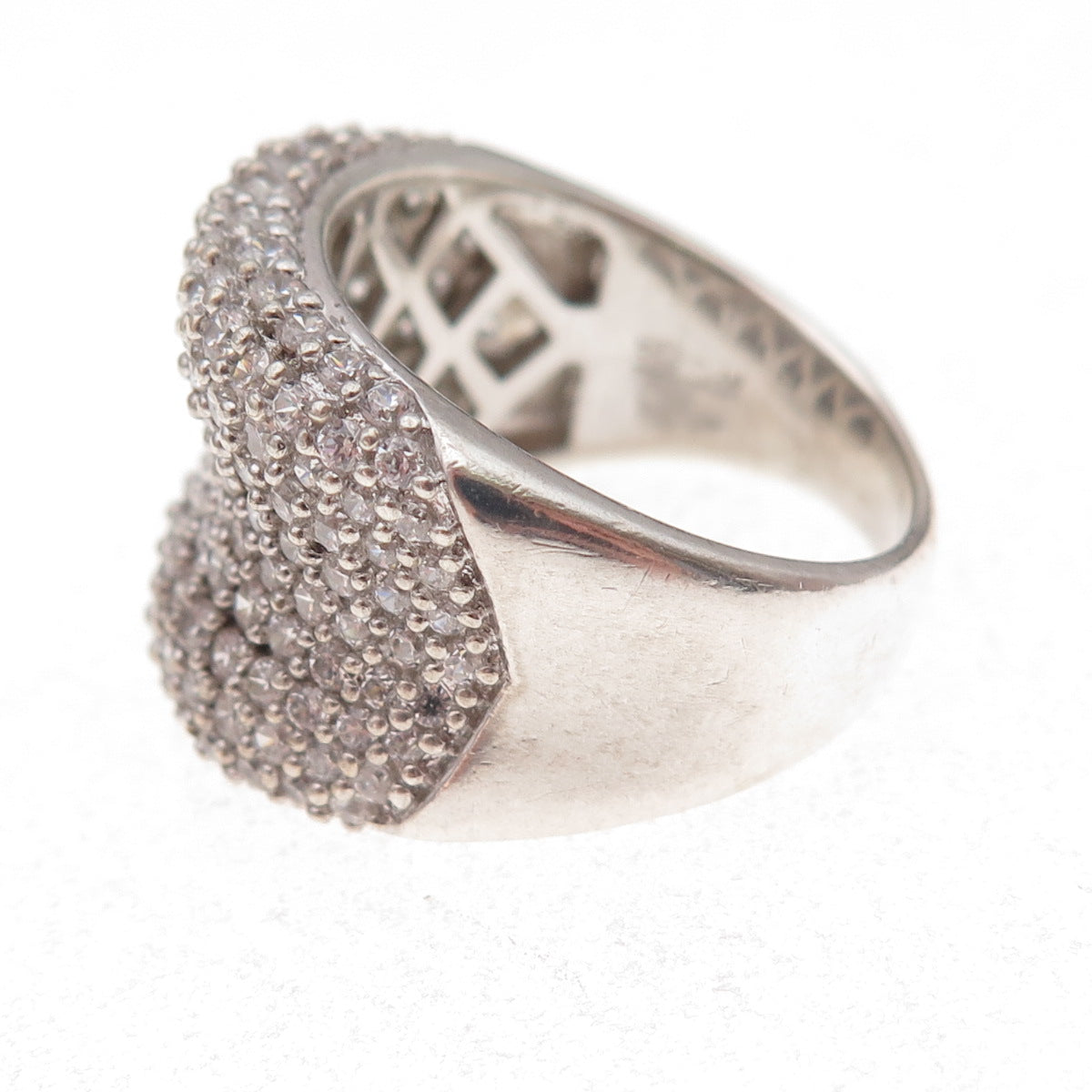 Apogee 925 Sterling Silver Round-Cut C Z Curve Ring Size 10.25