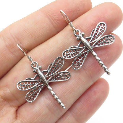 925 Sterling Silver Vintage Dragonfly Dangle Earrings