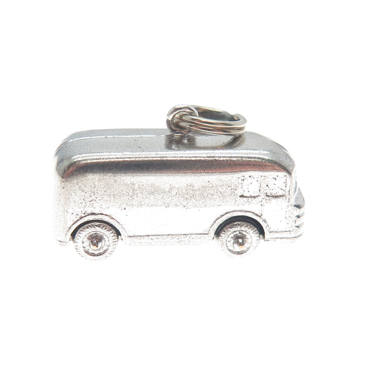 925 Sterling Silver Vintage Retro Volkswagen Bus Minimalist 3D Charm Pendant
