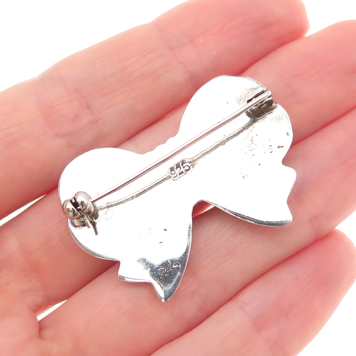 925 Sterling Silver Vintage Ribbon Bow Pin Brooch