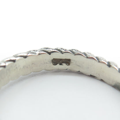 925 Sterling Silver Vintage Real Amethyst Twisted Rope Ring Size 8.75