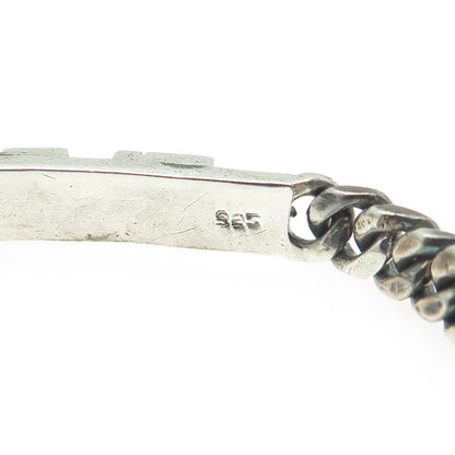 925 Sterling Silver Vintage Mexico "Eleonor" ID Cuban Link Bracelet 7"