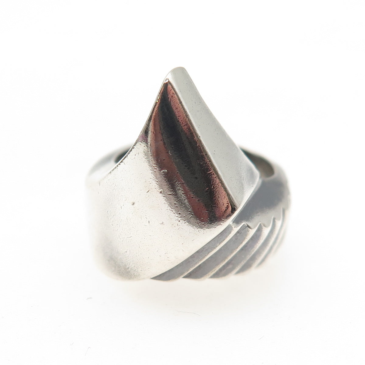 925 Sterling Silver Vintage Modernist Claw Oxidized Ring Size 7