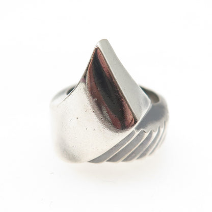 925 Sterling Silver Vintage Modernist Claw Oxidized Ring Size 7