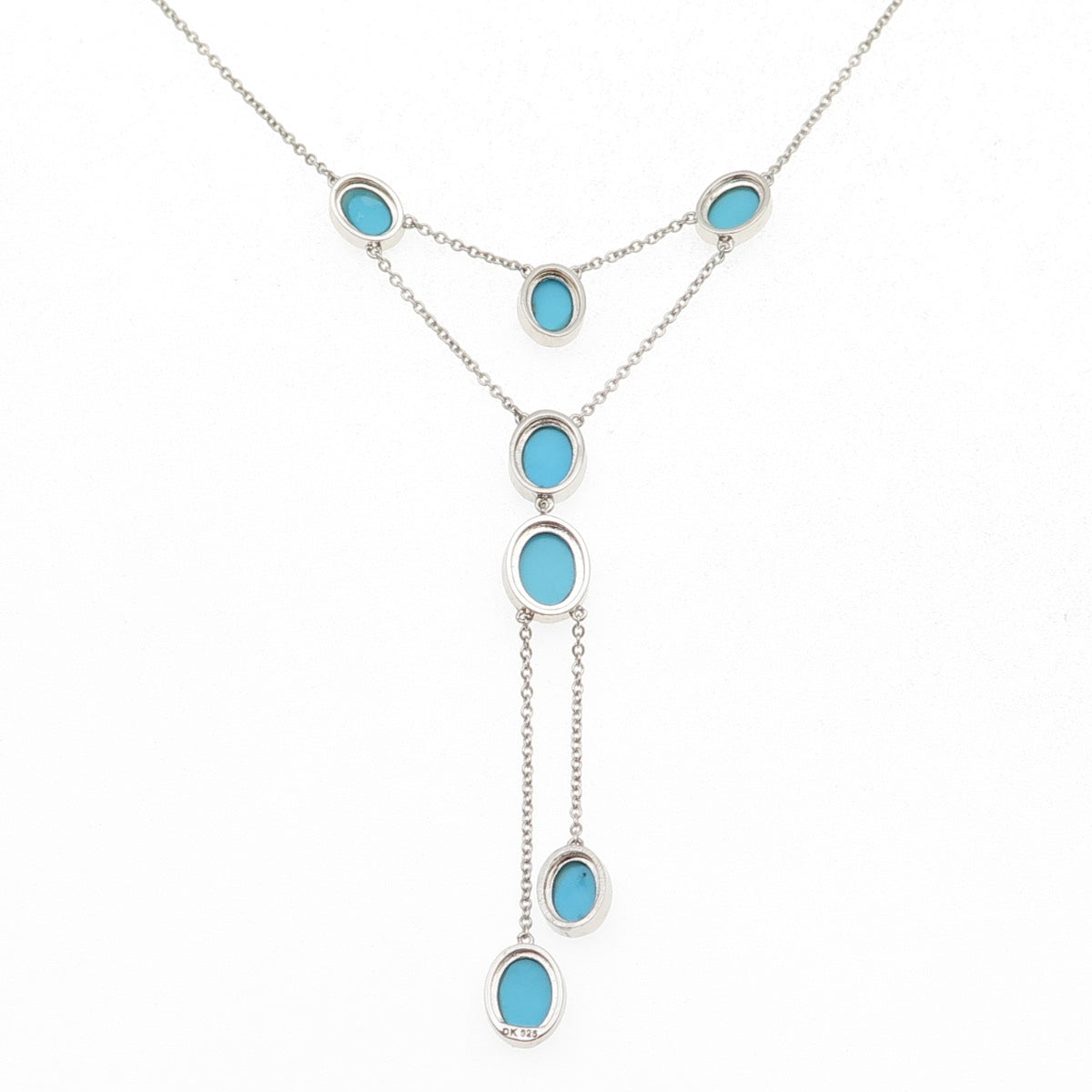 925 Sterling Silver Real Sleeping Beauty Turquoise Cable Chain Necklace 18-20"