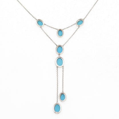 925 Sterling Silver Real Sleeping Beauty Turquoise Cable Chain Necklace 18-20"