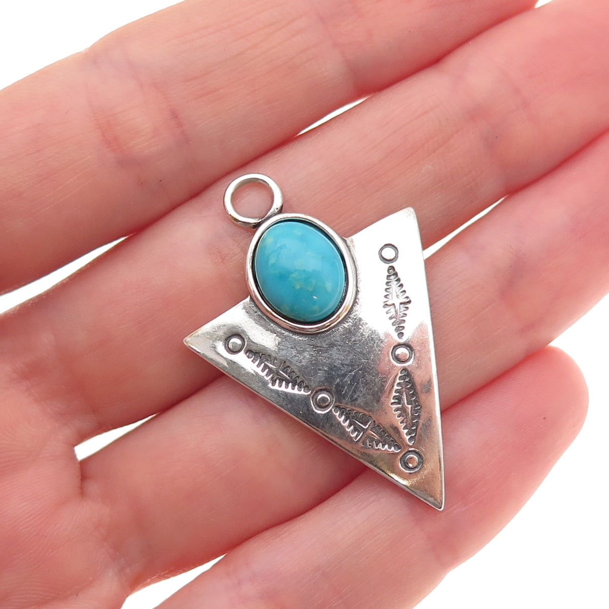 Carolyn Pollack Old Pawn Sterling Silver Vintage Turquoise Arrow Charm Pendant