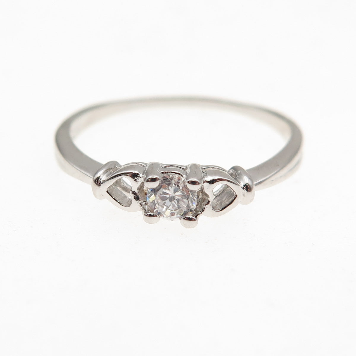 925 Sterling Silver Round-Cut C Z Heart Engagement Ring Size 8