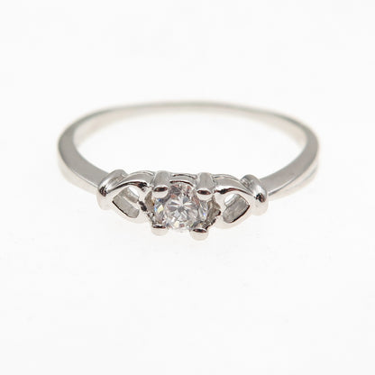 925 Sterling Silver Round-Cut C Z Heart Engagement Ring Size 8