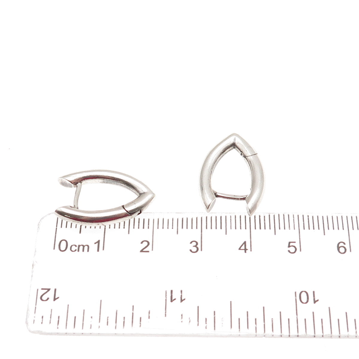 925 Sterling Silver Vintage Modernist Hoop Earrings