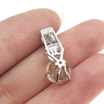 925 Sterling Silver Real Round-Cut Citrine & White Topaz Minimalist Pendant